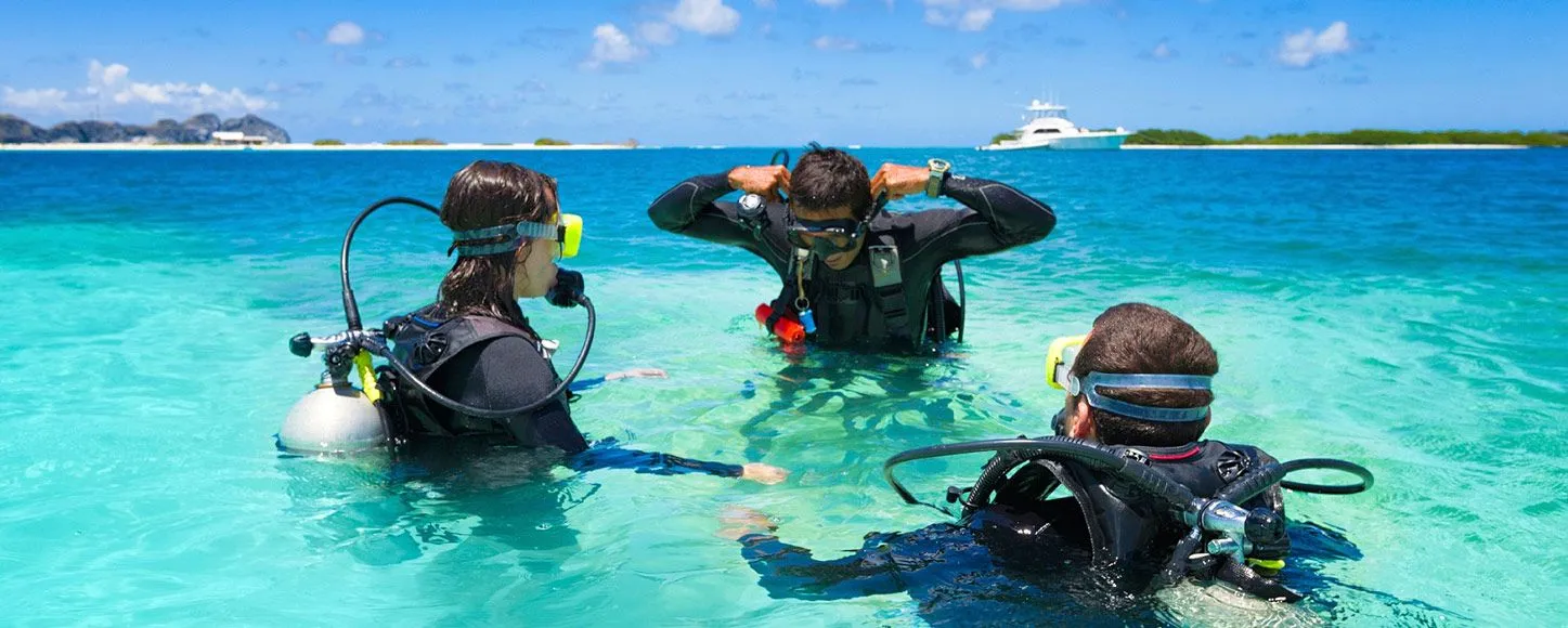 snorkelling in Fiji from a catamaran