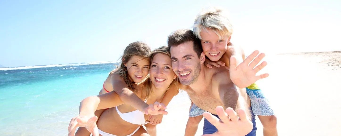 family photo on the beach