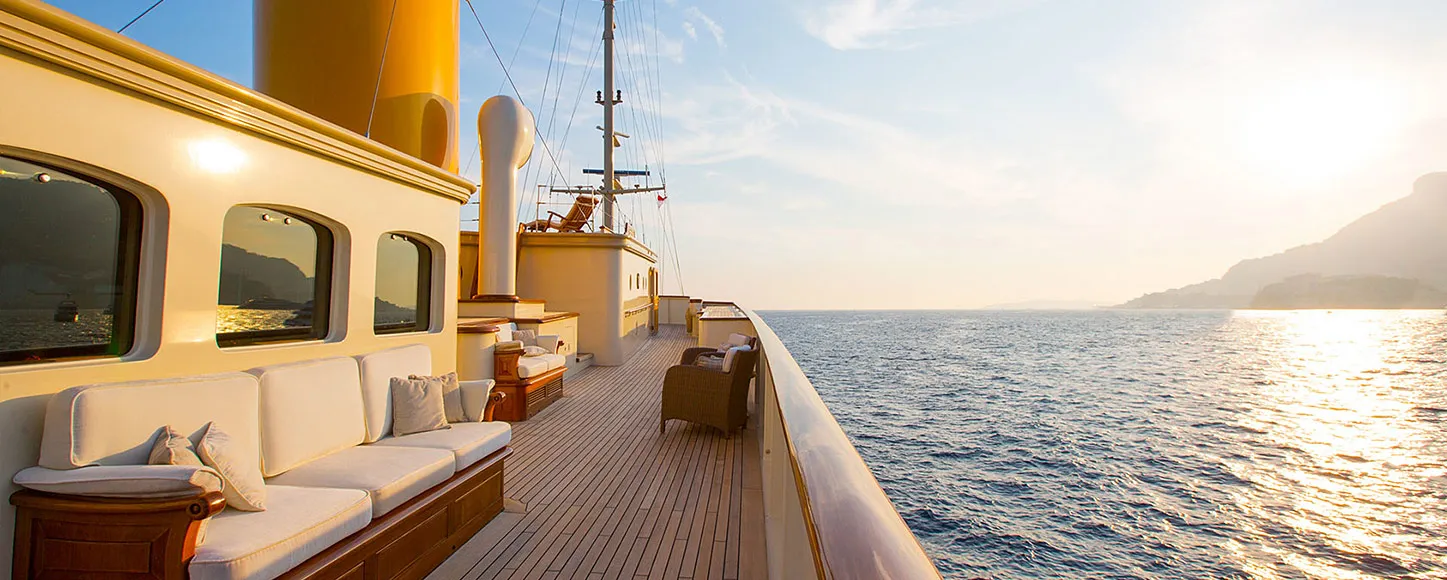 Classic yacht Nero at sunset