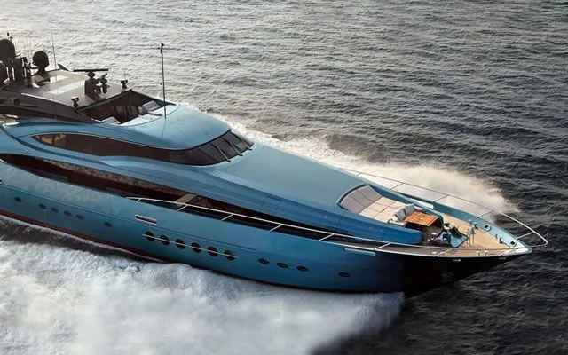 Running shot of an Open Yacht